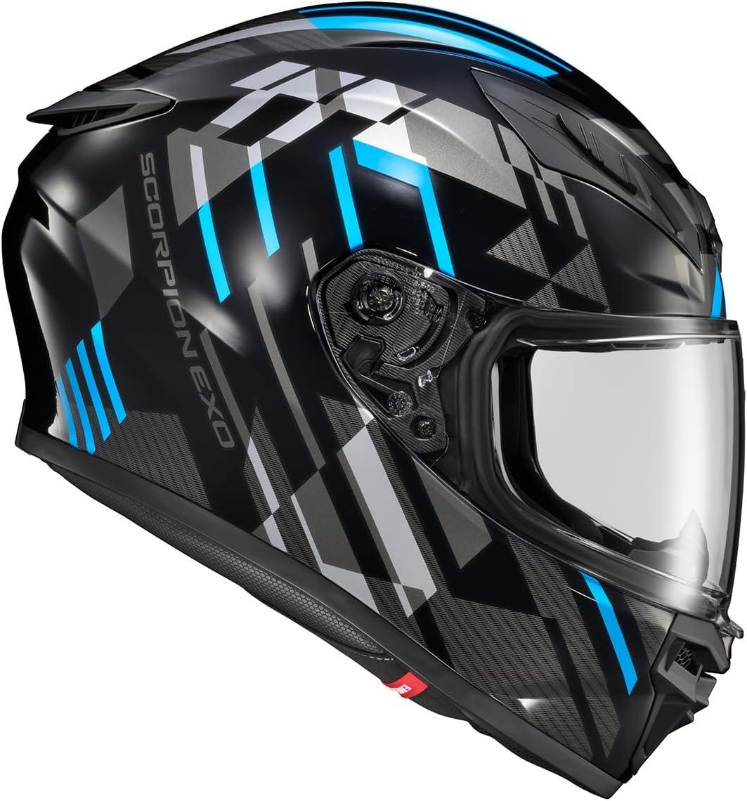 ScorpionEXO R430 Full Face Street Motorcycle Helmet with Bluetooth Ready Speaker Pocketss DOT/SNELL Approved Paradox (Phantom – Small)(Paradox Light Blue)