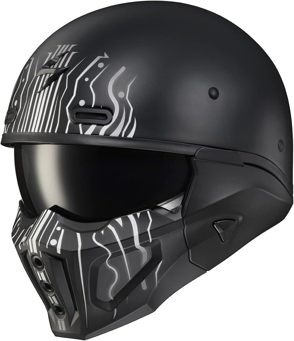ScorpionEXO Covert X Open Face Half Shell 3/4 Mode Motorcycle Helmet Comm Ready Speaker Pockets DOT(Tribe Black/White)