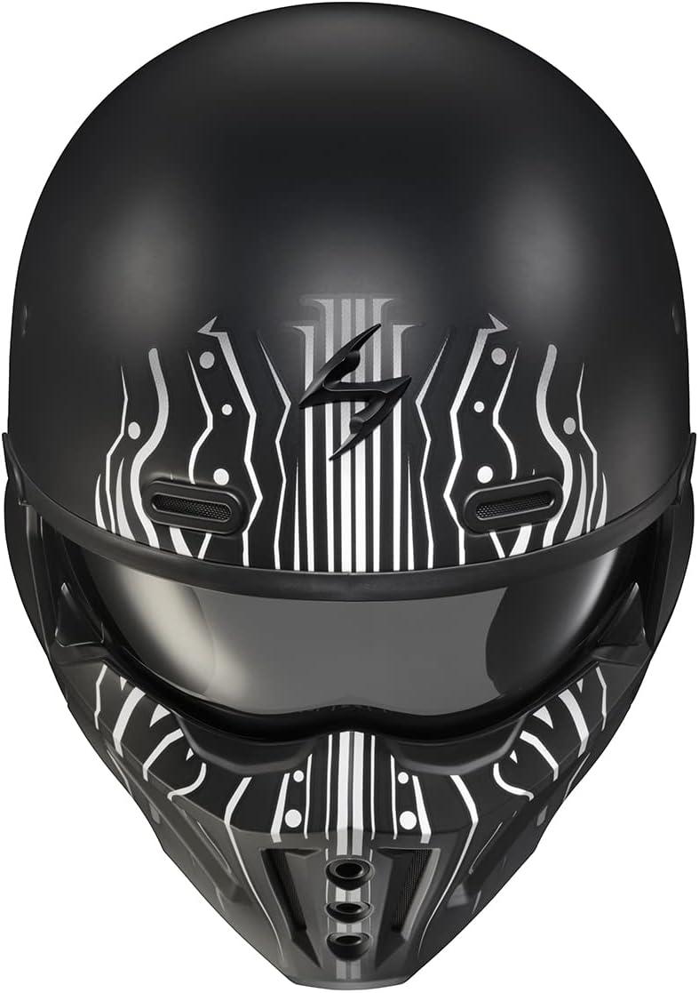 ScorpionEXO Covert X Open Face Half Shell 3/4 Mode Motorcycle Helmet Comm Ready Speaker Pockets DOT(Tribe Black/White)