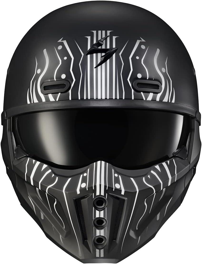 ScorpionEXO Covert X Open Face Half Shell 3/4 Mode Motorcycle Helmet Comm Ready Speaker Pockets DOT(Tribe Black/White)