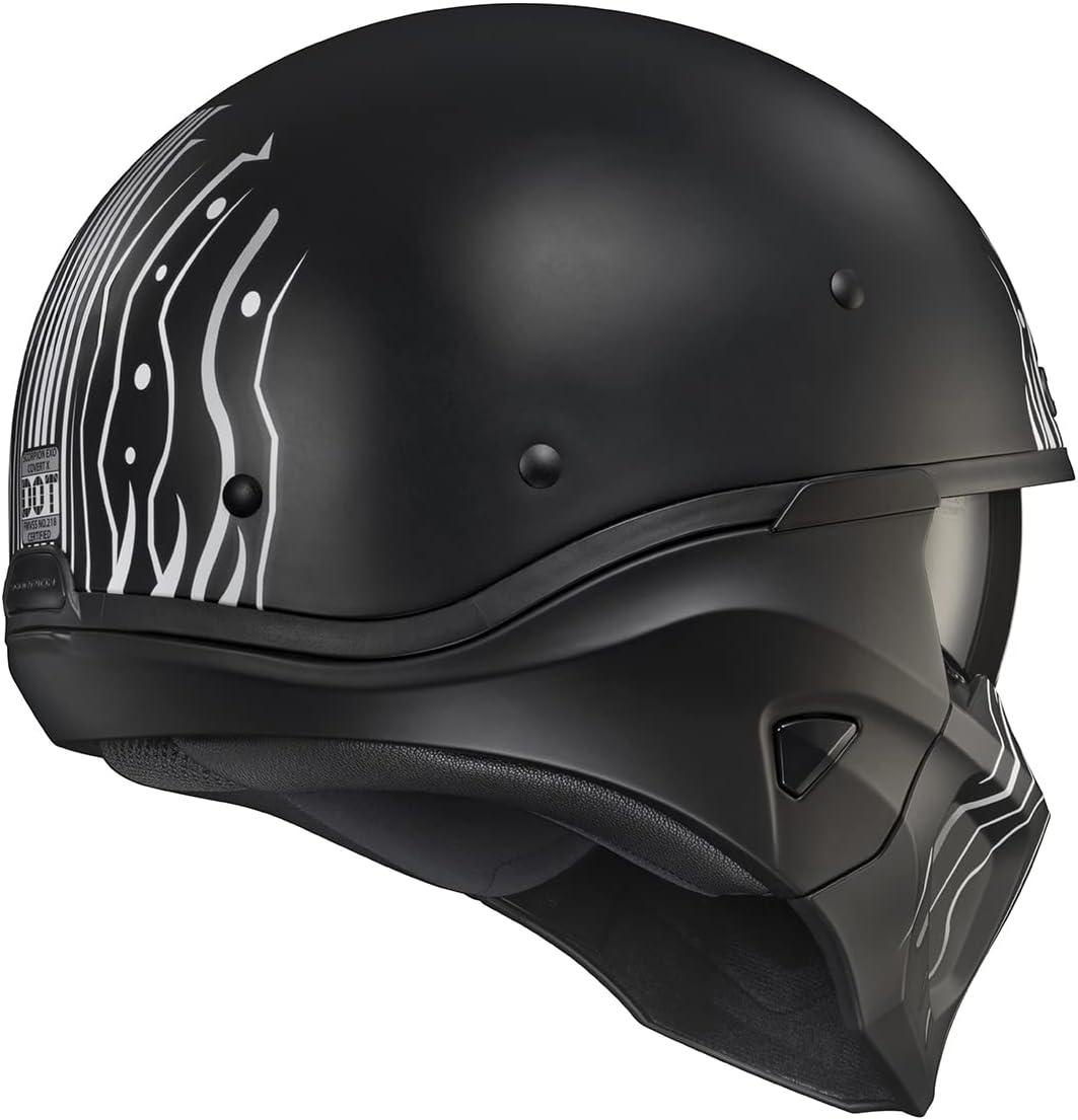ScorpionEXO Covert X Open Face Half Shell 3/4 Mode Motorcycle Helmet Comm Ready Speaker Pockets DOT(Tribe Black/White)