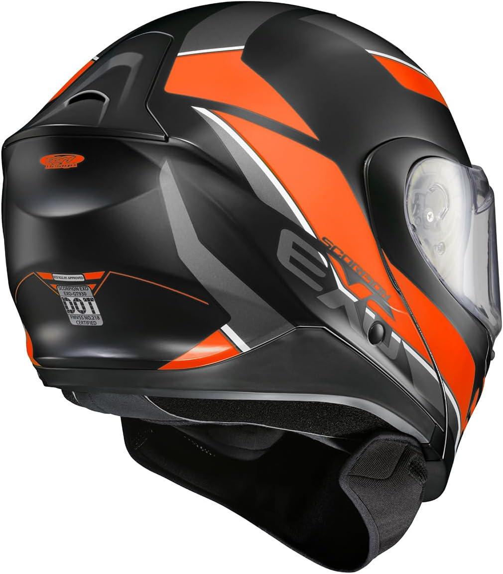 ScorpionEXO GT930 Cold Weather Adventure Snowmobile Modular Helmet Dual Pane Shield with Breath Box and Bluetooth Ready Speaker Pockets Modulus (Black/Blue – Small)(Orange)