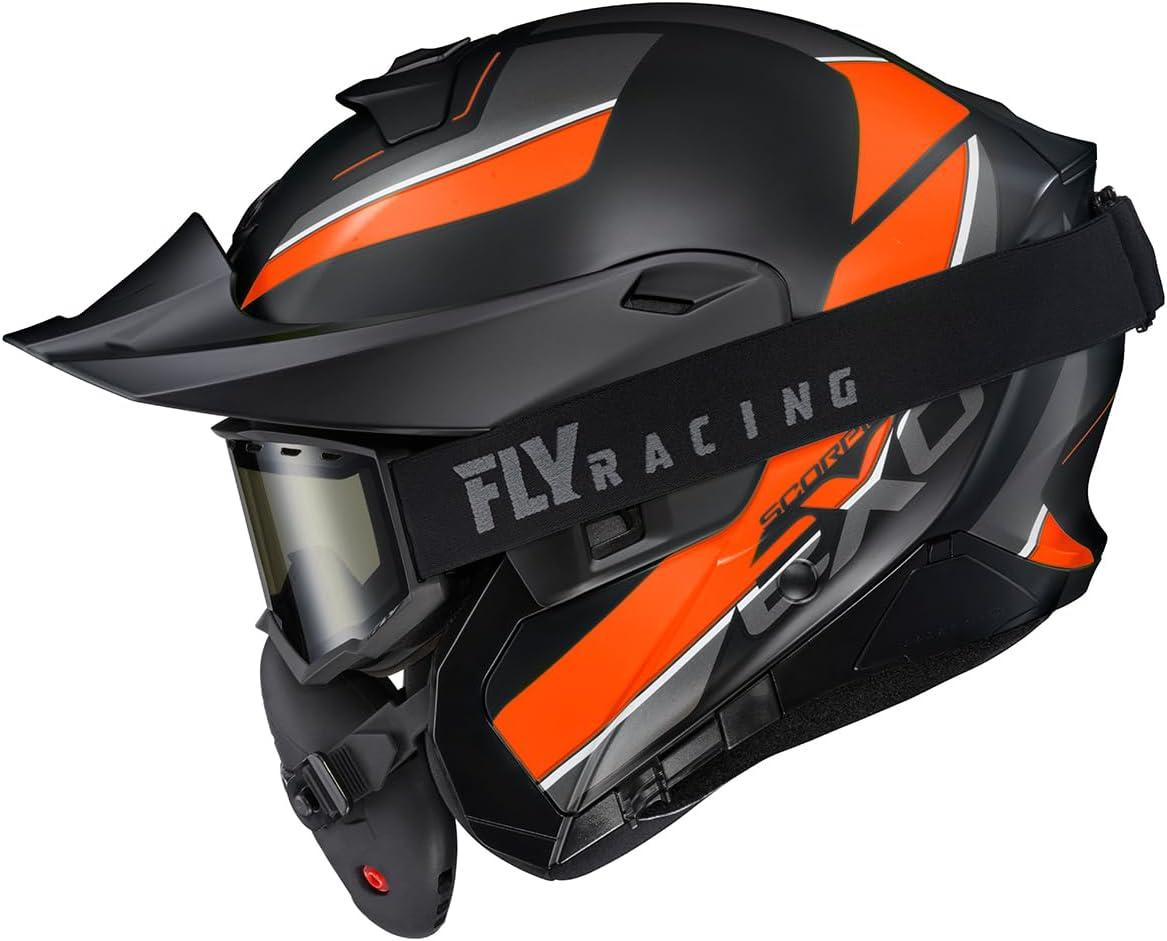 ScorpionEXO GT930 Cold Weather Adventure Snowmobile Modular Helmet Dual Pane Shield with Breath Box and Bluetooth Ready Speaker Pockets Modulus (Black/Blue – Small)(Orange)