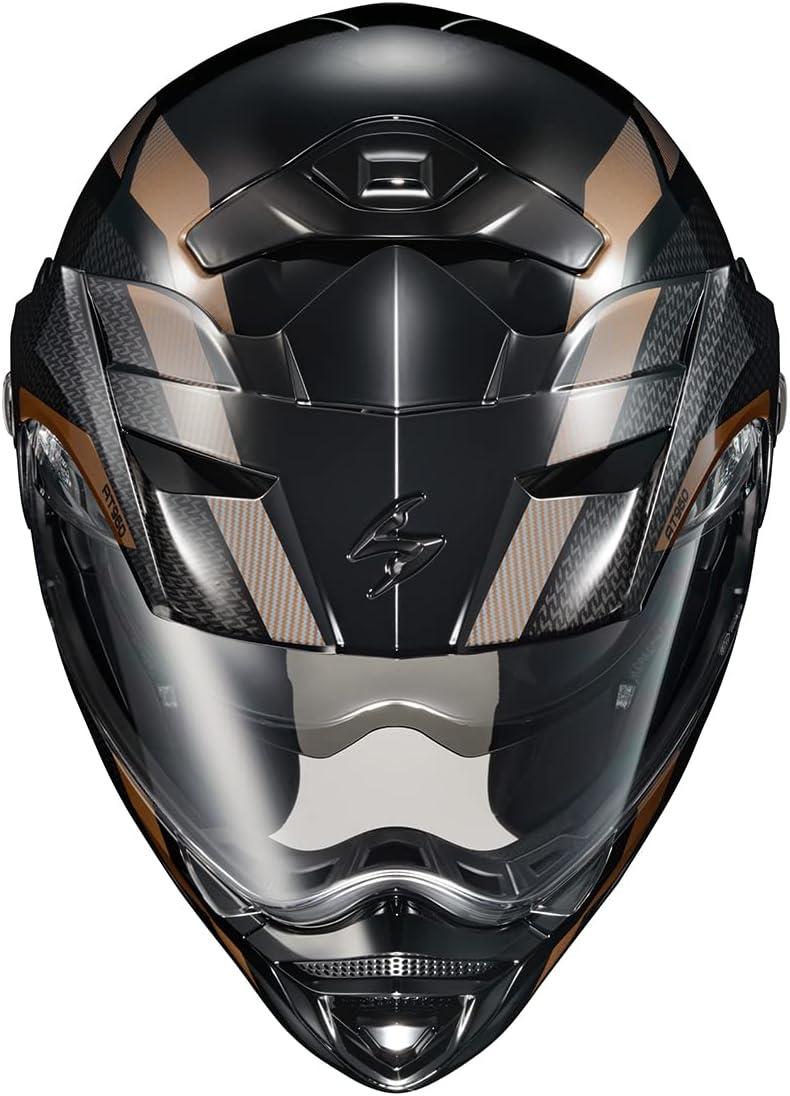 ScorpionEXO AT960 Modular Adventure Street Motorcycle Helmet with Bluetooth Ready Speaker Pockets DOT ECE Approved Monk (Black/Red – Small)(Hicks Gold)