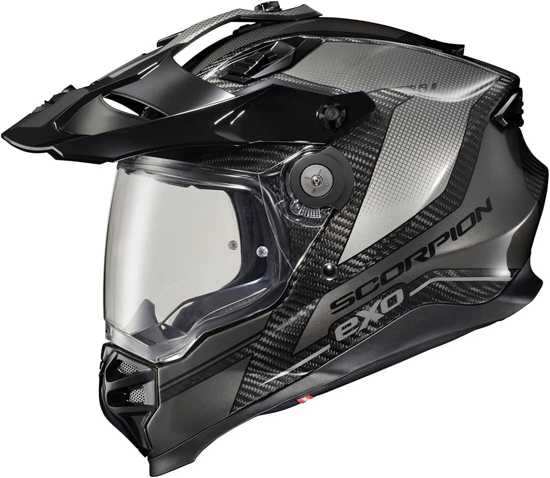 ScorpionEXO XT9000 Full Face Carbon Fiber Adventure Motorcycle Helmet with Pinlock Ready Shield Bluetooth Ready Speaker Pockets DOT ECE Trailhead (Hi-Vis – Medium)(Trailhead Phantom)