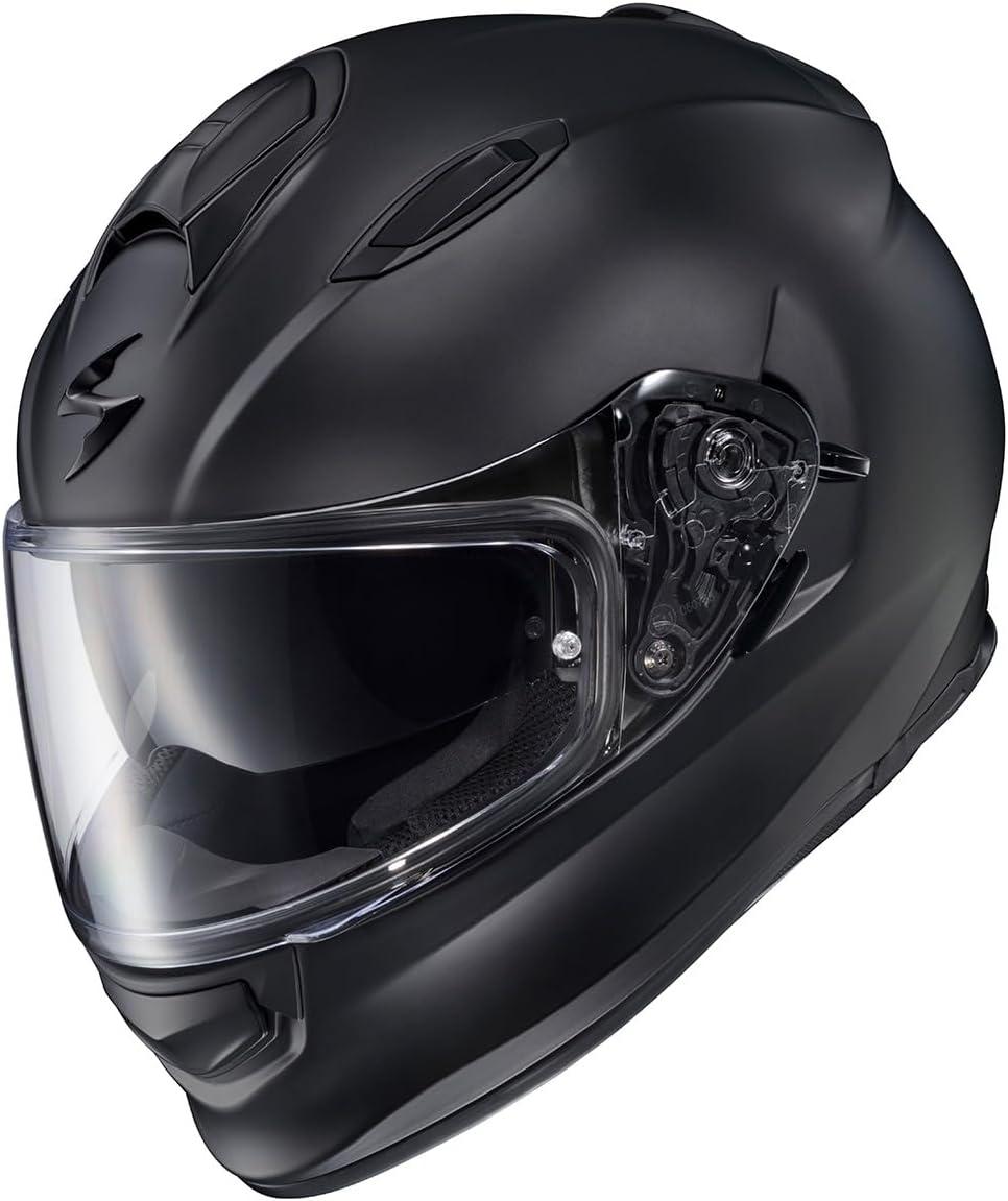 ScorpionEXO Ryzer Full Face Motorcycle Helmet with Pinlock Ready Shield with Integrated Speaker Pockets DOT ECE Approved Edge (Dark Grey – Small)(Solid Matte Black)