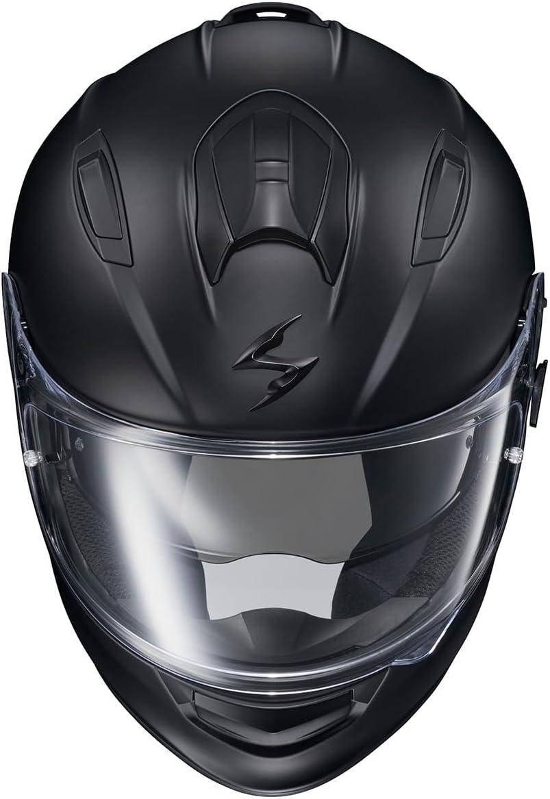 ScorpionEXO Ryzer Full Face Motorcycle Helmet with Pinlock Ready Shield with Integrated Speaker Pockets DOT ECE Approved Edge (Dark Grey – Small)(Solid Matte Black)