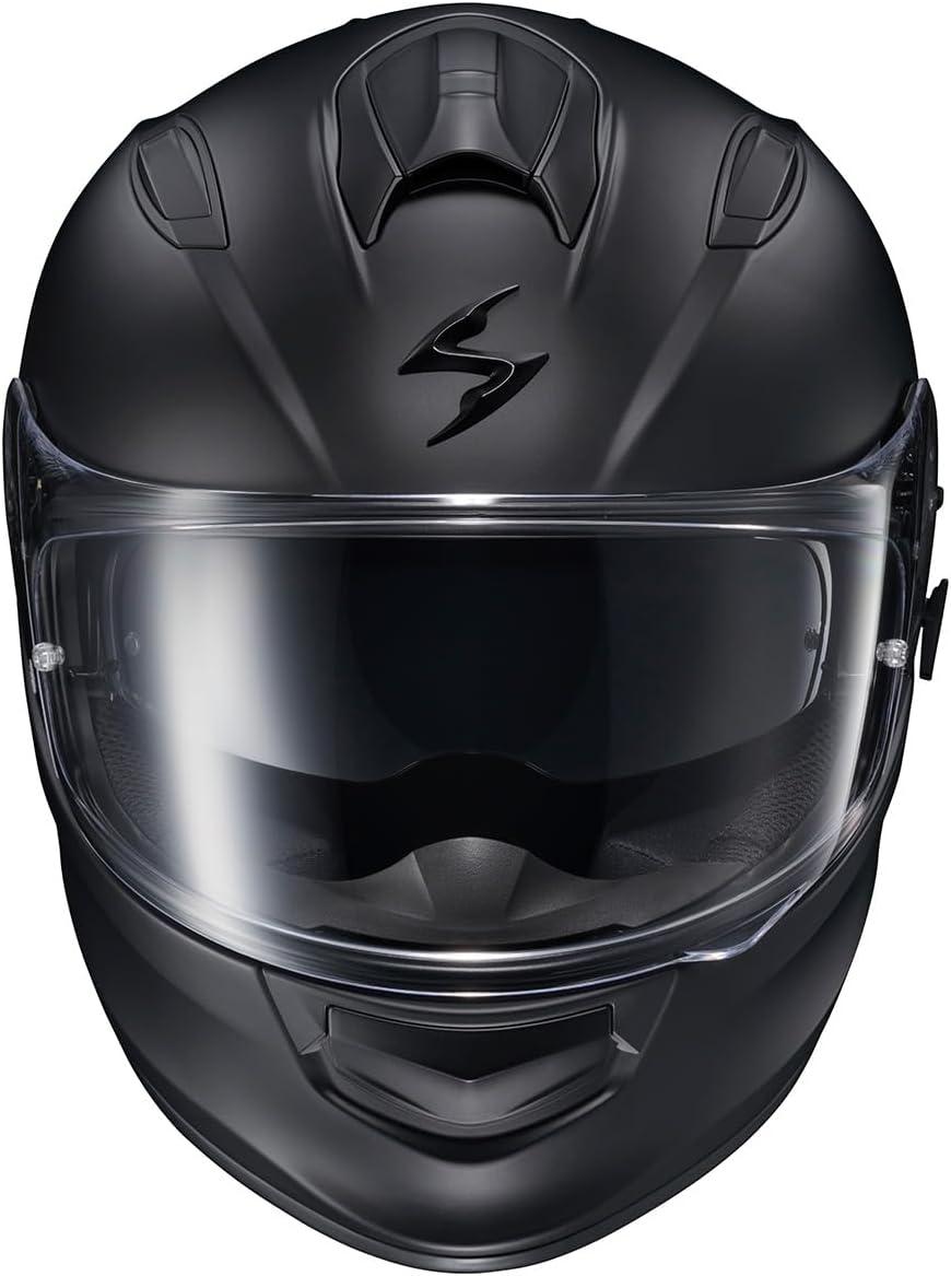 ScorpionEXO Ryzer Full Face Motorcycle Helmet with Pinlock Ready Shield with Integrated Speaker Pockets DOT ECE Approved Edge (Dark Grey – Small)(Solid Matte Black)