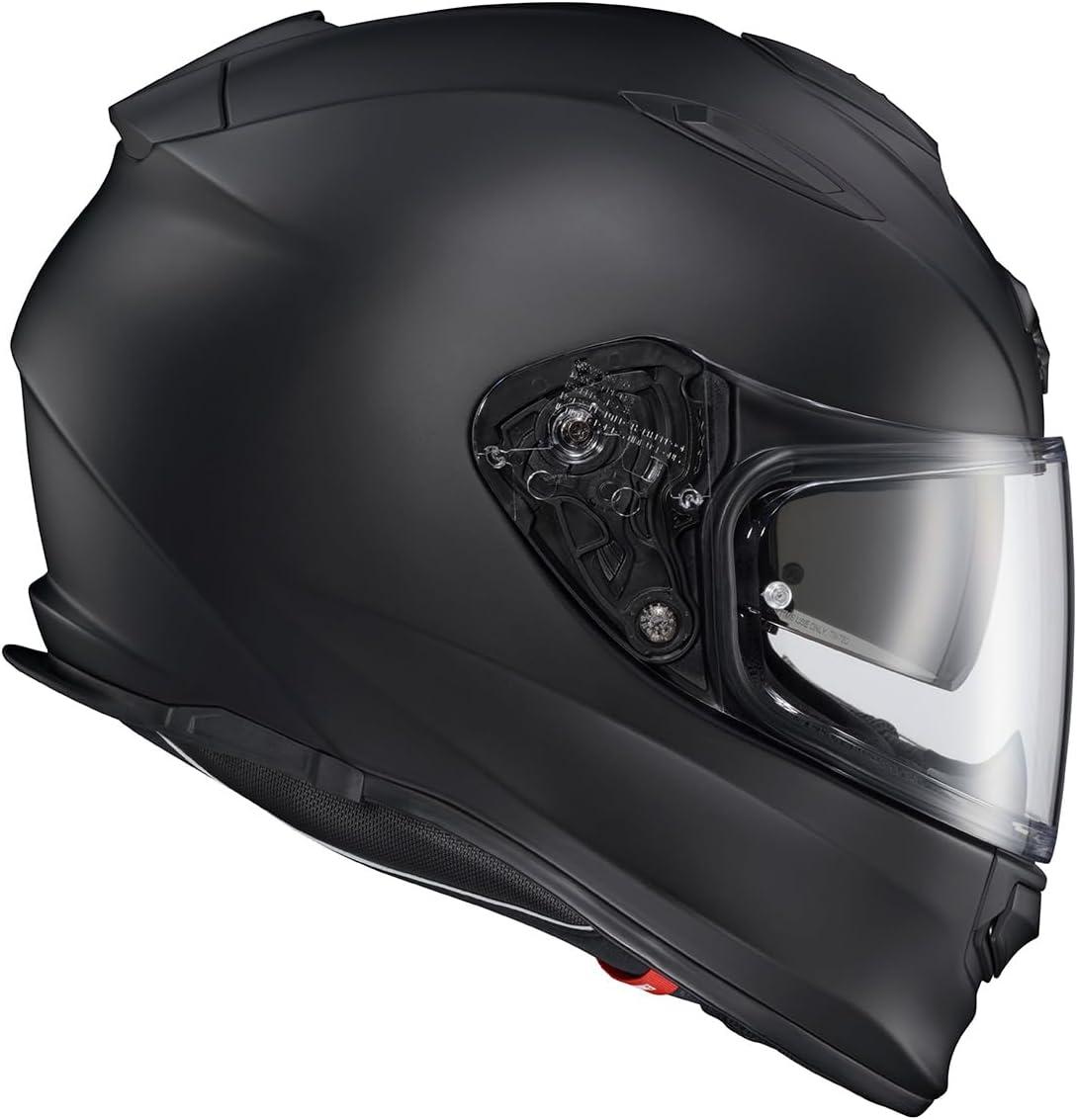 ScorpionEXO Ryzer Full Face Motorcycle Helmet with Pinlock Ready Shield with Integrated Speaker Pockets DOT ECE Approved Edge (Dark Grey – Small)(Solid Matte Black)