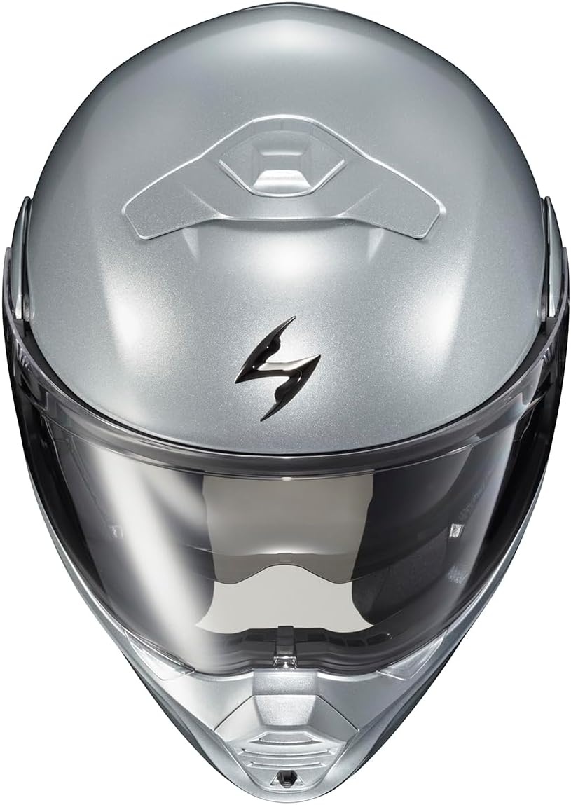 ScorpionEXO GT930 Open Full Face Transformer Adult Motorcycle Helmet Bluetooth Ready Speaker Pockets DOT ECE P/J Approved Solid (Gloss Black – Medium)(Silver)