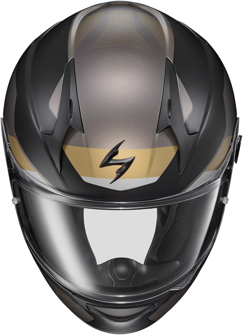 ScorpionEXO R320 Full Face Polycarbonate Shell Motorcycle Helmet with Pinlock Ready Shield and Bluetooth Ready Speaker Pockets DOT Approved Adult(Black/Gold/Grey)