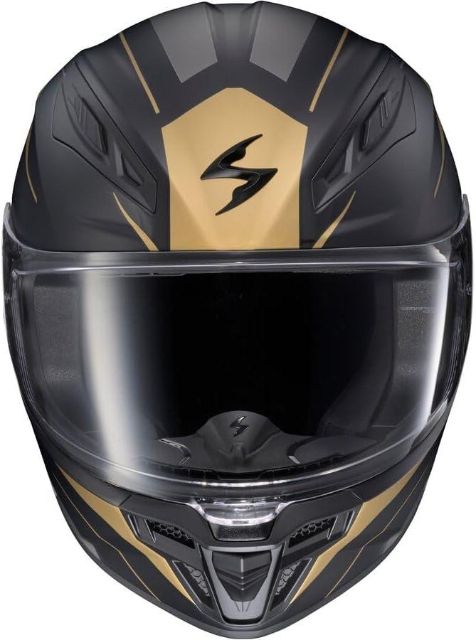 ScorpionEXO R430 Full Face Street Motorcycle Helmet with Bluetooth Ready Speaker Pocketss DOT/SNELL Approved Paradox (Phantom – Small)(Cutlass Black/Gold)