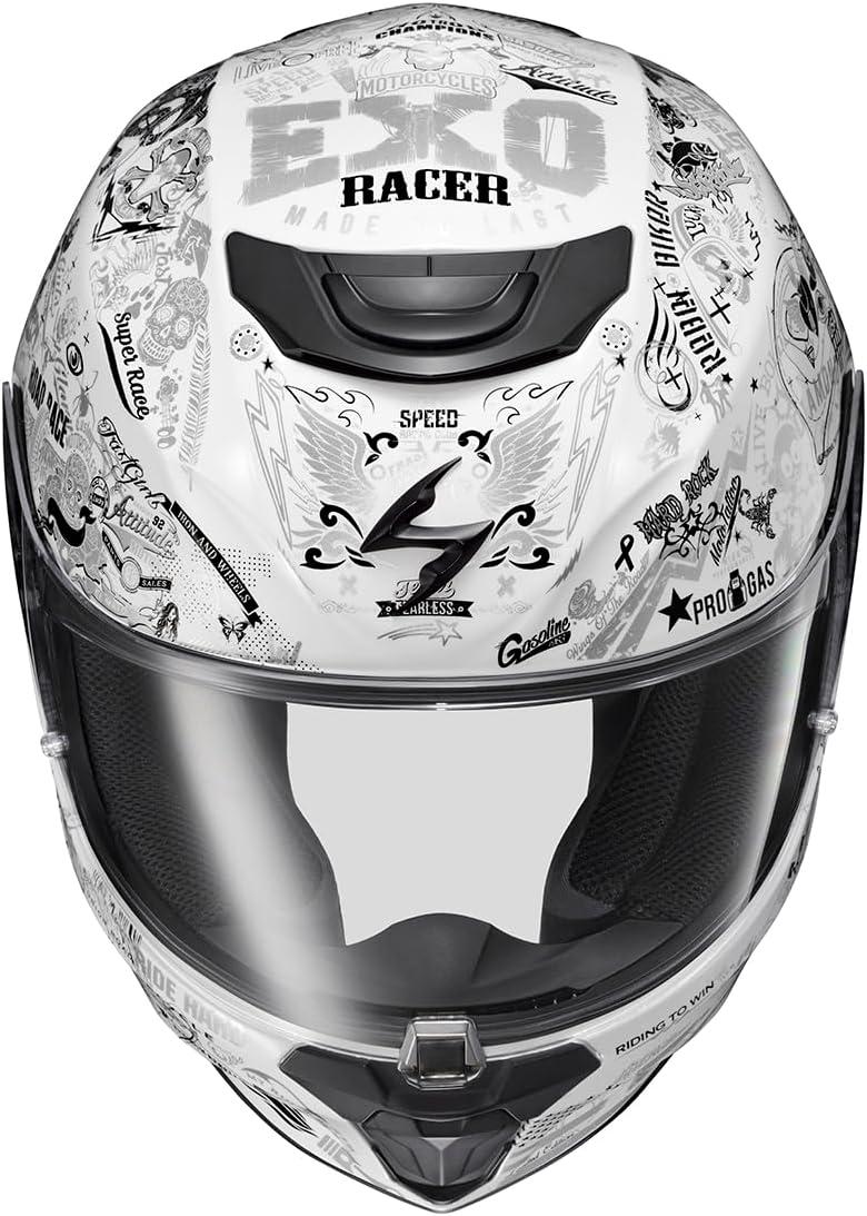 ScorpionEXO R330 Full Face Motorcycle Helmet with Pinlock Ready Shield Bluetooth Ready Speaker Pockets DOT ECE Approved Bendr (Black – Small)(Shake 2 White)