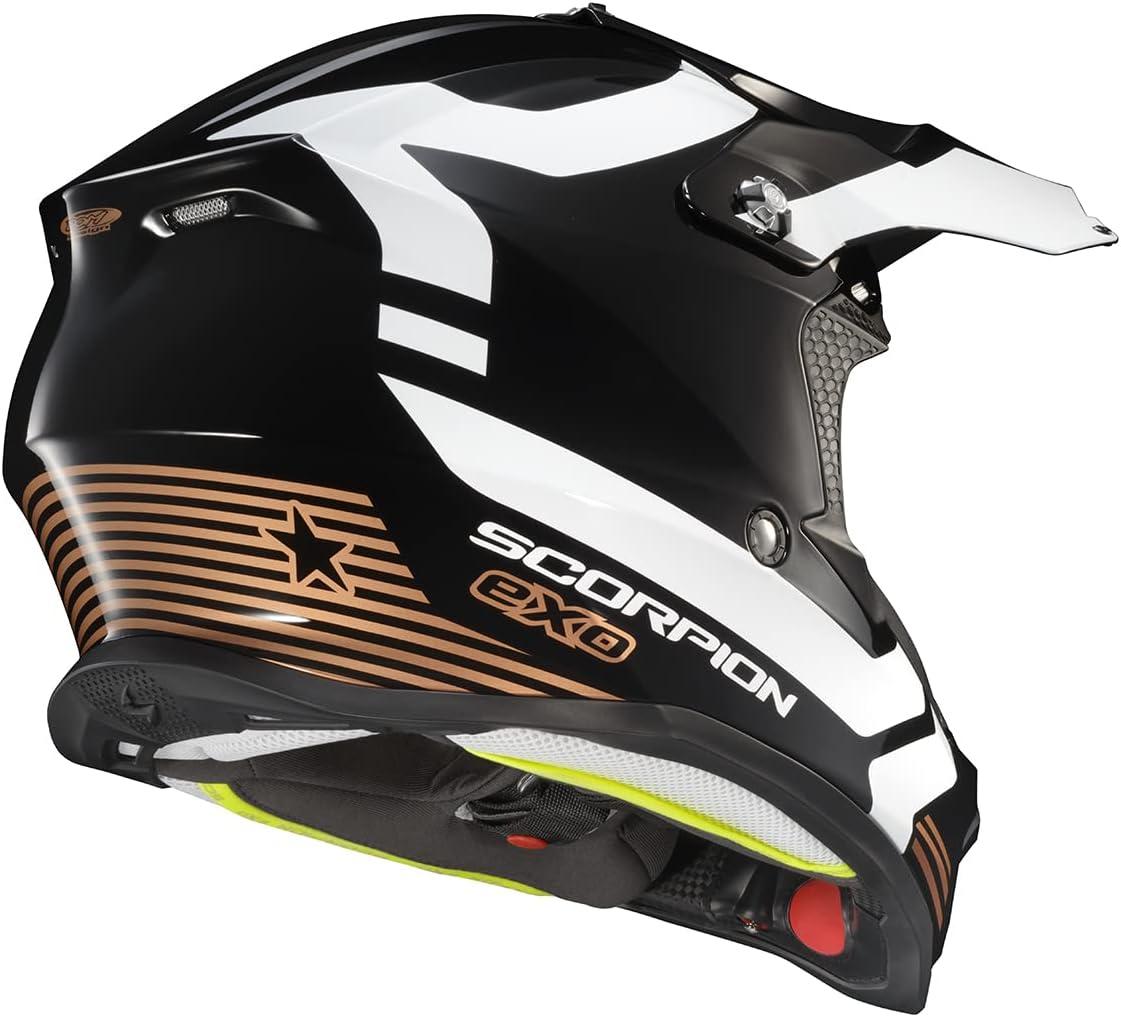 ScorpionEXO VX-16 Format Dual Off-Road Dirt MX Motocross Racing Adult Full Race Helmet with Visor Dot Approved Gloss Blue-MD(Gloss Gold)
