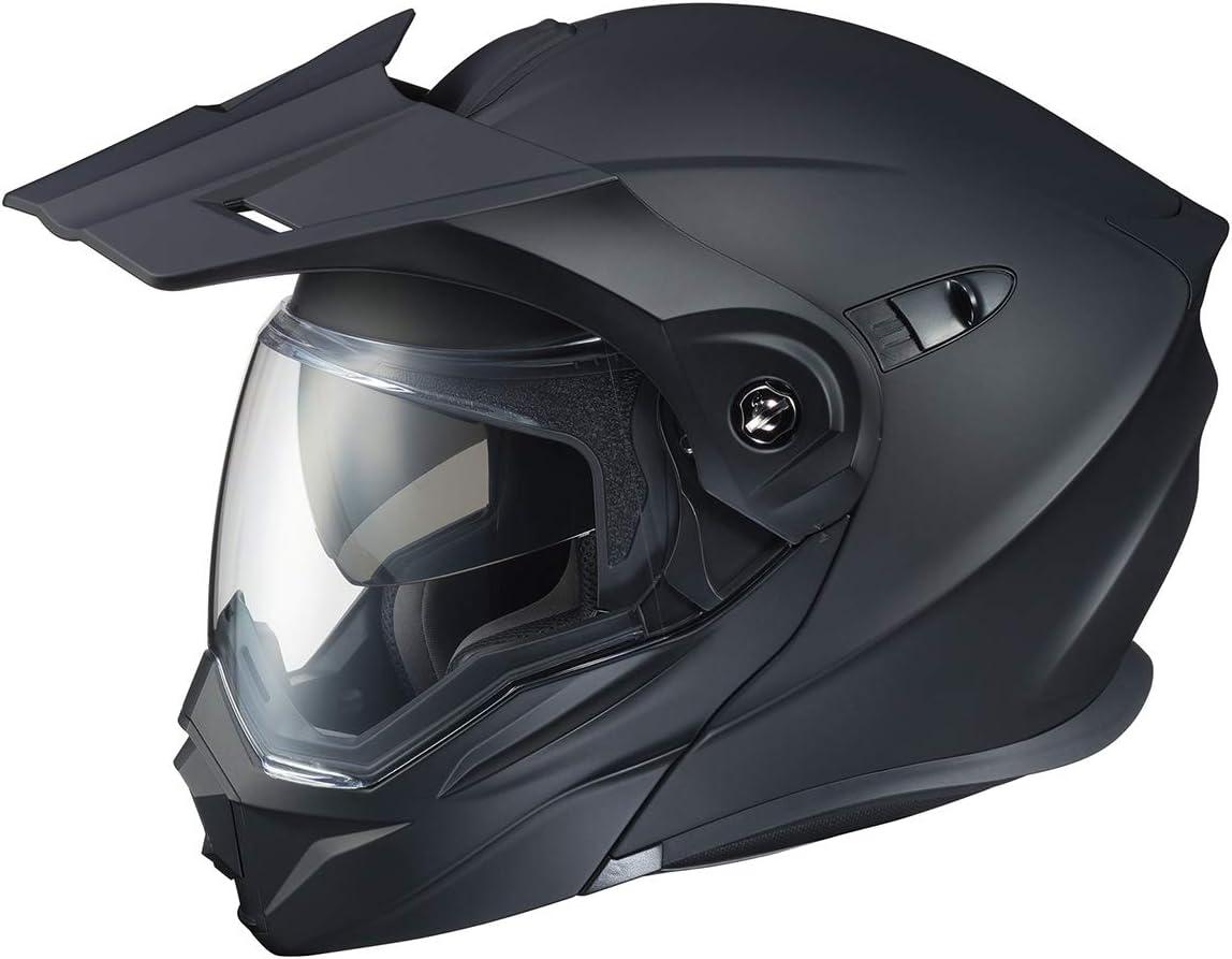 ScorpionEXO AT950 Cold Weather Adventure Snowmobile Modular Helmet Dual Pane Shield with Breath Box Bluetooth Ready Speaker Pockets DOT Approved Adult(Matte Black)