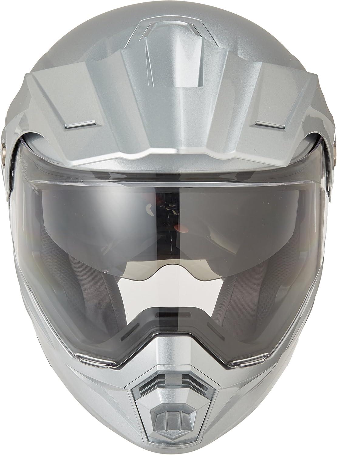 ScorpionEXO AT950 Cold Weather Adventure Snowmobile Modular Helmet Dual Pane Shield with Breath Box Bluetooth Ready Speaker Pockets DOT Approved Adult(Hypersilver)