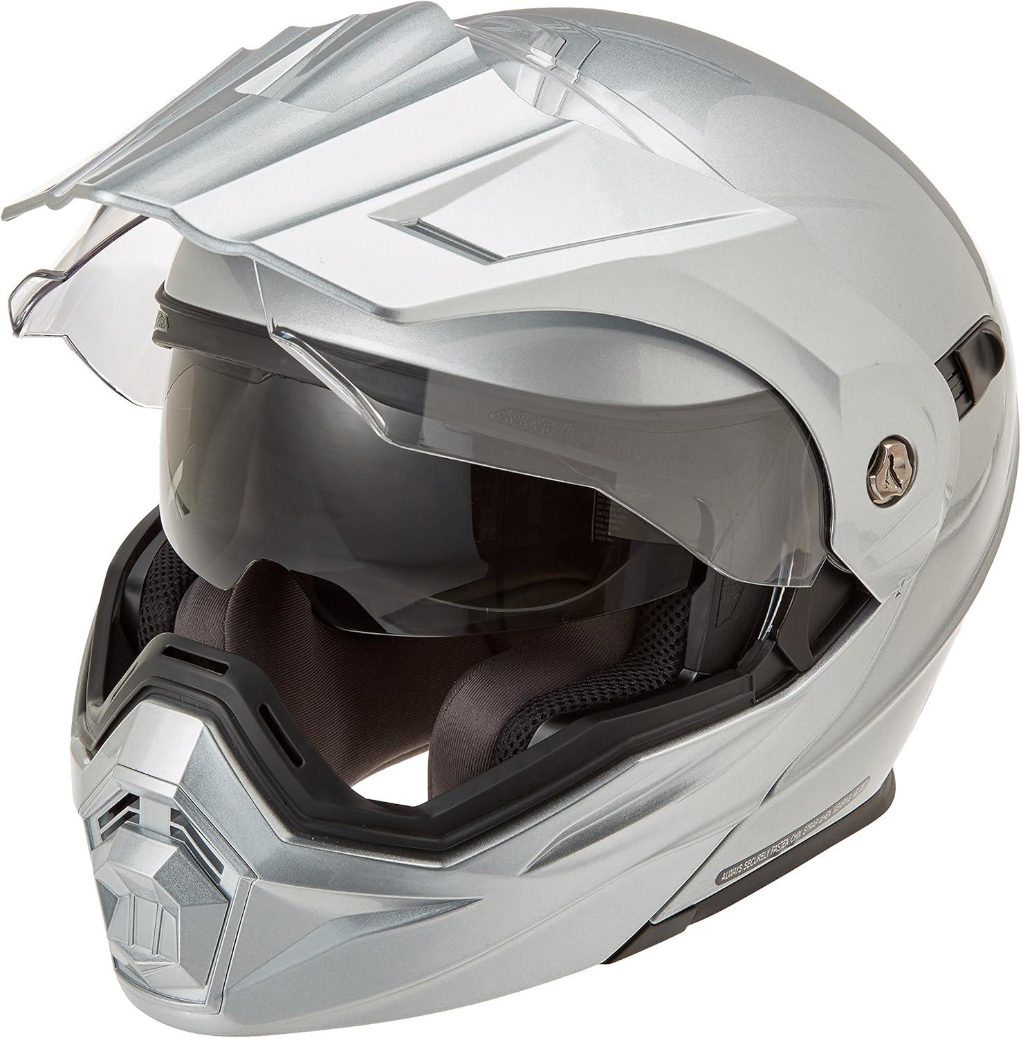 ScorpionEXO AT950 Cold Weather Adventure Snowmobile Modular Helmet Dual Pane Shield with Breath Box Bluetooth Ready Speaker Pockets DOT Approved Adult(Hypersilver)
