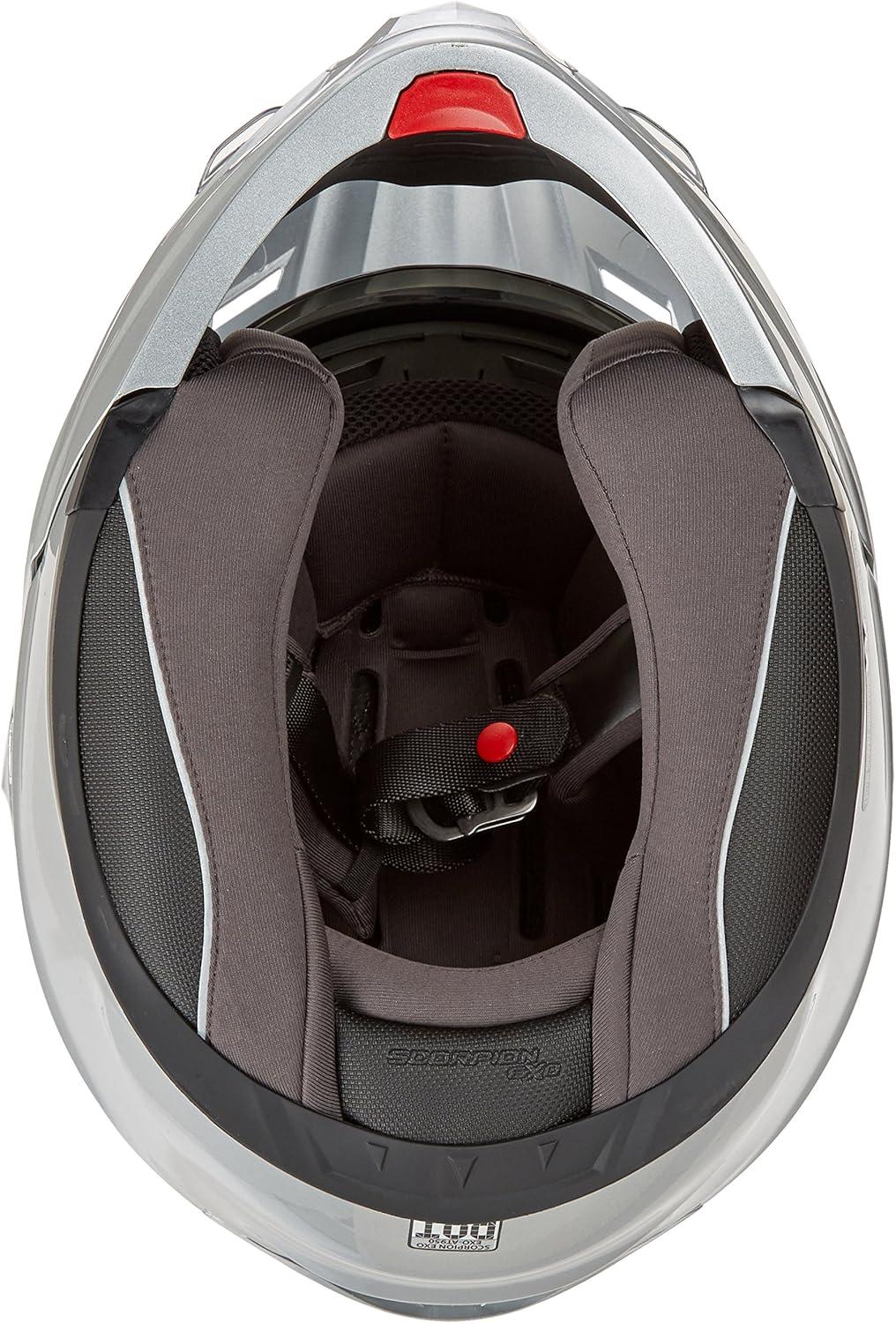 ScorpionEXO AT950 Cold Weather Adventure Snowmobile Modular Helmet Dual Pane Shield with Breath Box Bluetooth Ready Speaker Pockets DOT Approved Adult(Hypersilver)