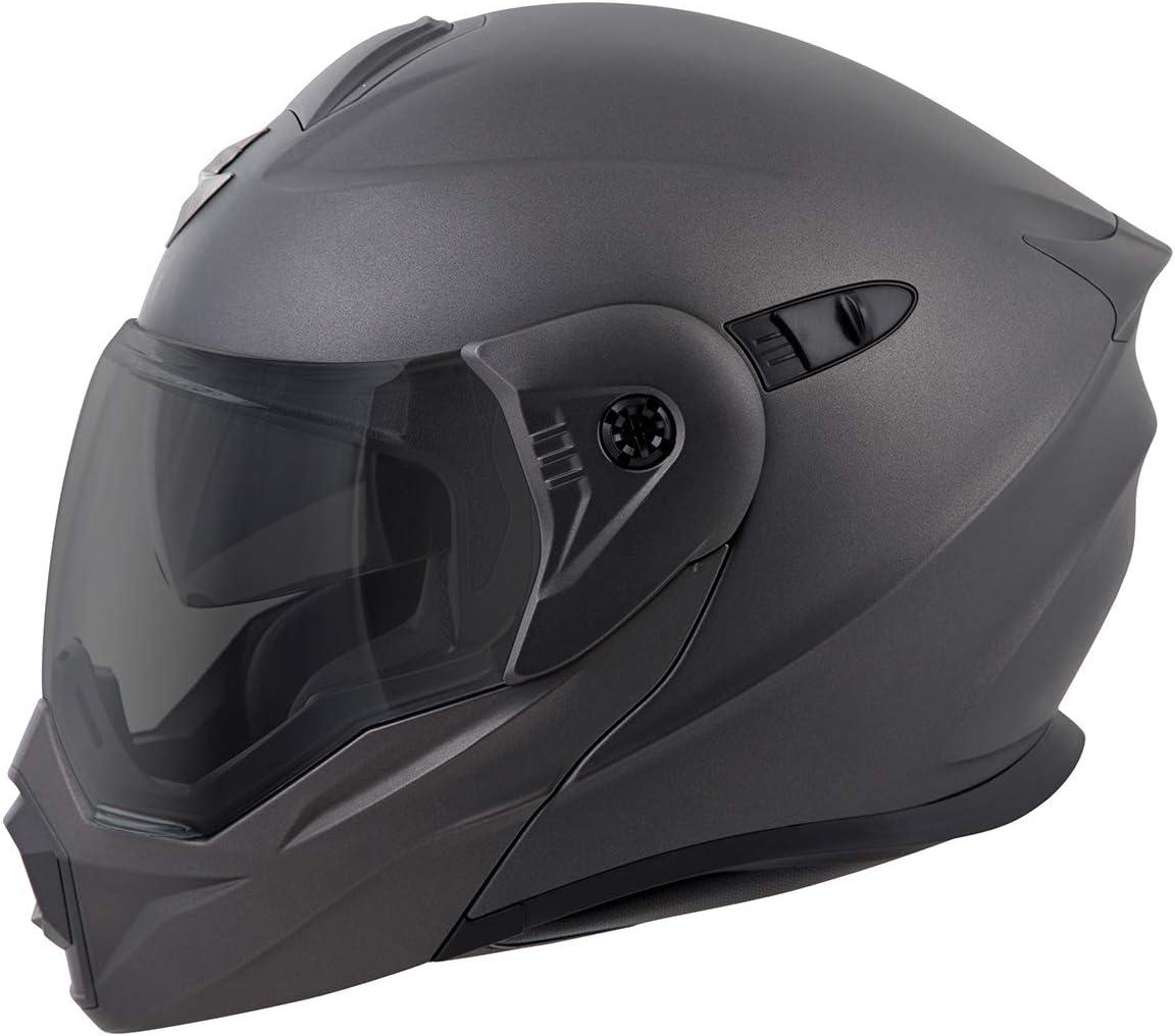 ScorpionEXO AT950 Cold Weather Adventure Snowmobile Modular Helmet Dual Pane Shield with Breath Box Bluetooth Ready Speaker Pockets DOT Approved Adult(Matte Anthracite)