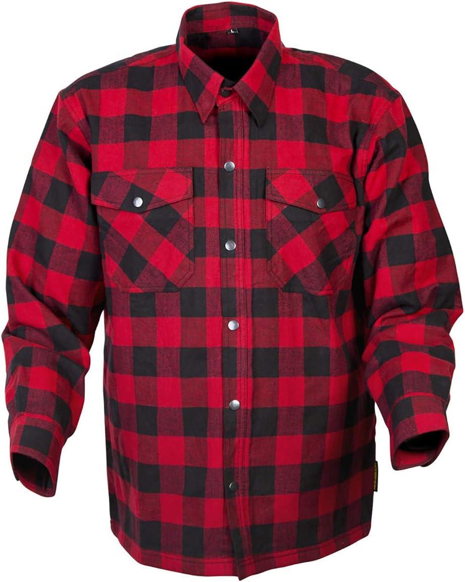 ScorpionEXO Covert Adult Men’s Long Sleeve Motorcycle Flannel Riding Shirt with Mesh Pockets for Optional CE Rated Armor(Red/Black)