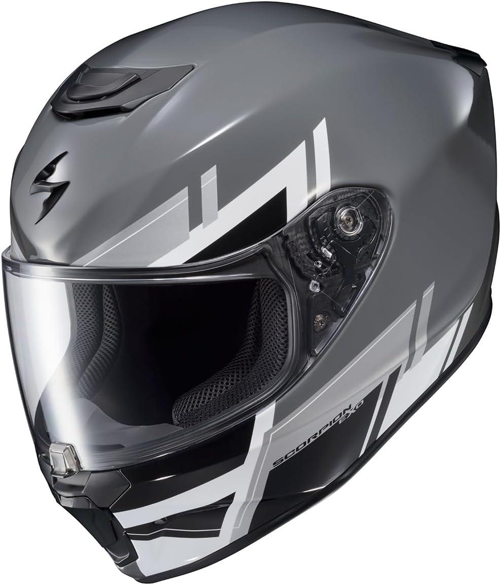 ScorpionEXO R420 Full Face Polycarbonate Street Motorcycle Helmet Comm Ready Speaker Pockets DOT Snell Approved Adult(Cement)
