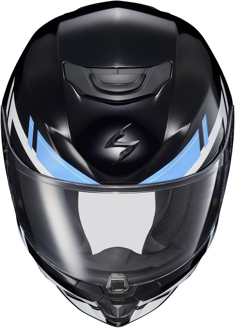 ScorpionEXO R420 Full Face Polycarbonate Street Motorcycle Helmet Comm Ready Speaker Pockets DOT Snell Approved Adult(Blue)