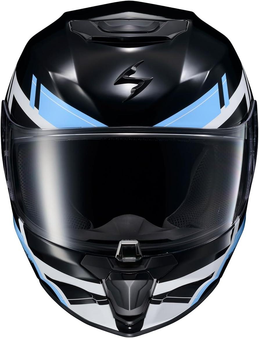 ScorpionEXO R420 Full Face Polycarbonate Street Motorcycle Helmet Comm Ready Speaker Pockets DOT Snell Approved Adult(Blue)