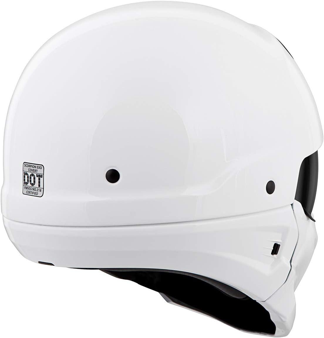 ScorpionEXO Covert Open Face Half Shell 3/4 Mode Motorcycle Helmet Dot Approved Solid Adult Unisex (Gloss White – X-Small)(Gloss White)