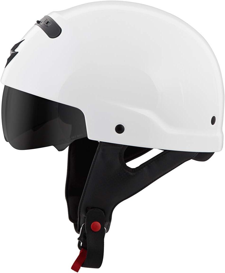 ScorpionEXO Covert Open Face Half Shell 3/4 Mode Motorcycle Helmet Dot Approved Solid Adult Unisex (Gloss White – X-Small)(Gloss White)
