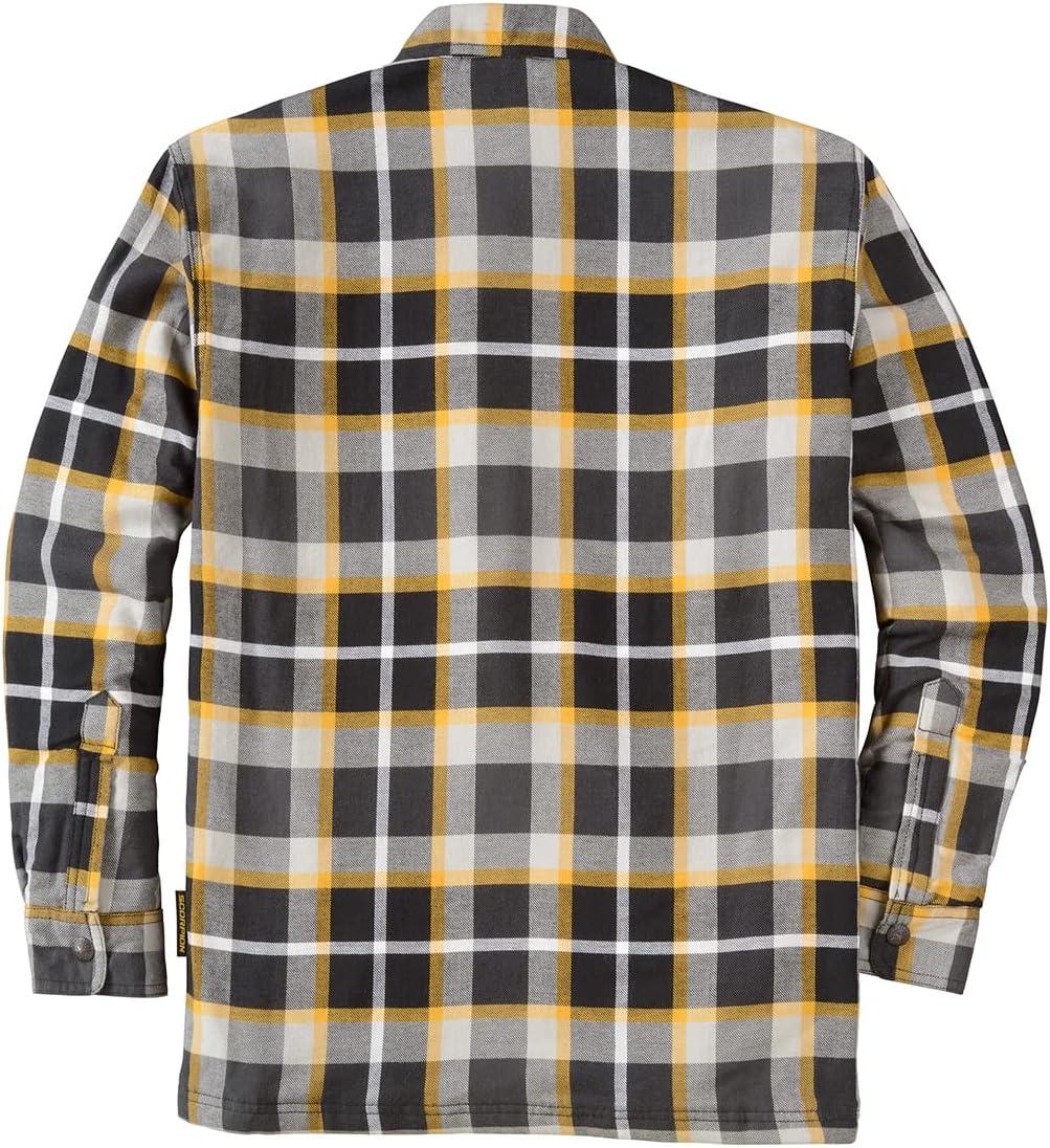 ScorpionEXO Covert Adult Men’s Long Sleeve Motorcycle Flannel Riding Shirt with Mesh Pockets for Optional CE Rated Armor(White/Yellow)