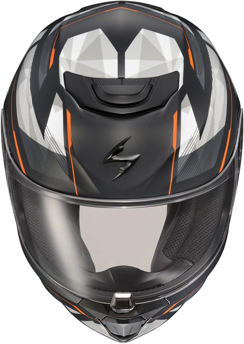 ScorpionEXO R420 Full Face Polycarbonate Street Motorcycle Helmet Comm Ready Speaker Pockets DOT Snell Approved Adult(Engage Orange)