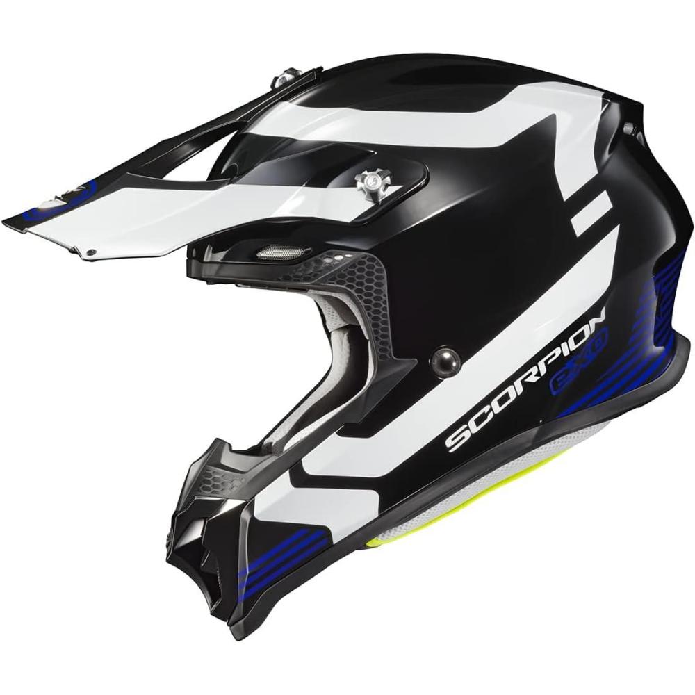 ScorpionEXO VX-16 Format Dual Off-Road Dirt MX Motocross Racing Adult Full Race Helmet with Visor Dot Approved Gloss Blue-MD(Gloss Black/Blue)