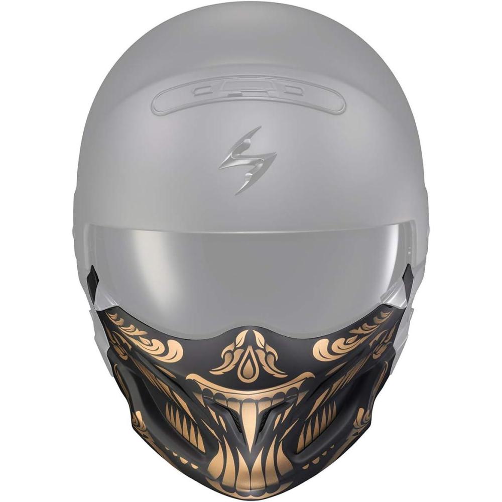 ScorpionEXO Covert Optional Replacement Chin Cover for Covert Helmets Samurai (Glow In The Dark Red)(Matte Black/Gold)