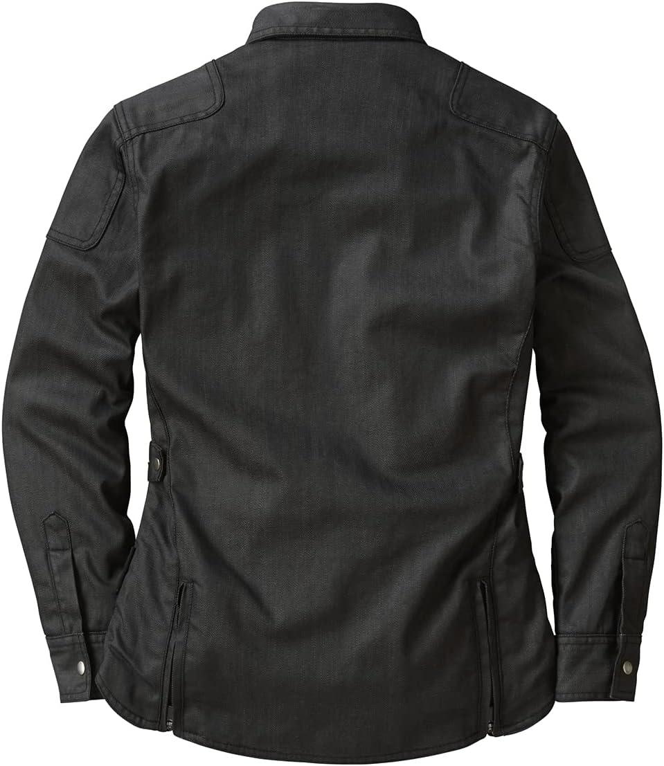 ScorpionEXO Covert Women’s Wax Long Sleeve Motorcycle Denim Riding Shirt with Pockets for Optional CE Rated Armor (Black XS)(Black)