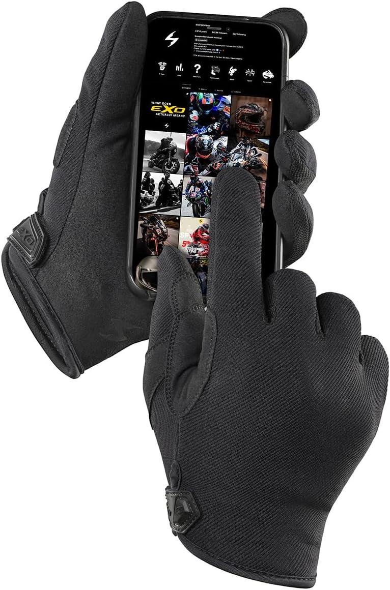 ScorpionEXO Moto-Flex Motorcycle Gloves Abrasion Resistant Touchscreen Compatible – Lone Star (Black/Gold – Medium)(Solid Black)