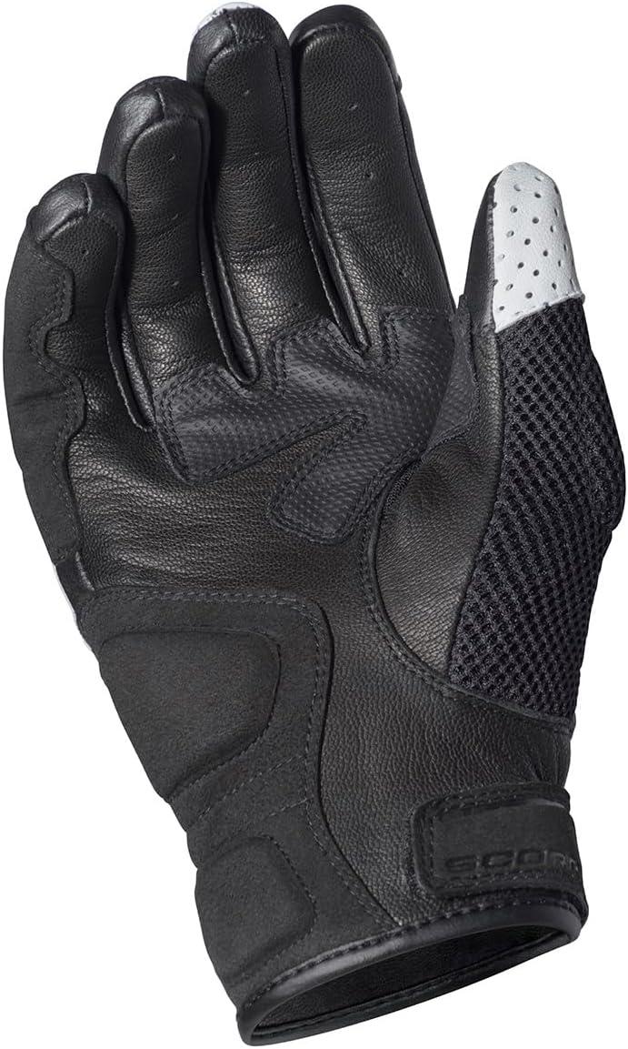 ScorpionEXO Vortex Air Motorcycle Riding Gloves Carbon Fiber Knuckles Touchscreen Compatible (Black – Small)(White)