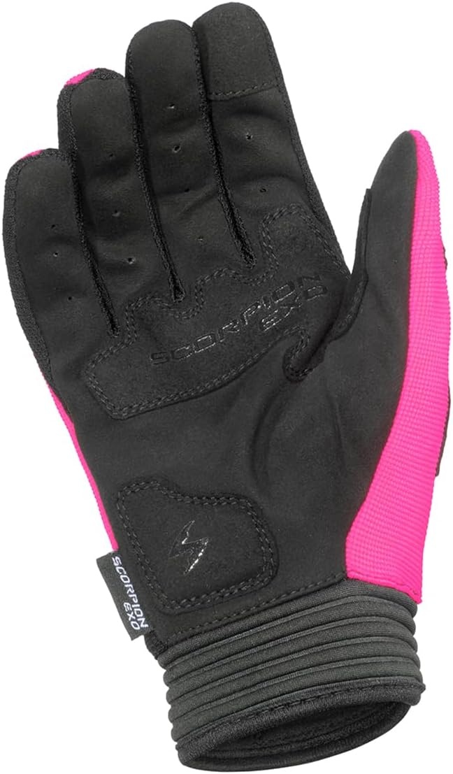 ScorpionEXO Skrub II Gloves Women’s Short Cuff Stretch Hook and Loop Motorcycle Riding Gloves Nash Leather (Pink – X-Small)(Pink)