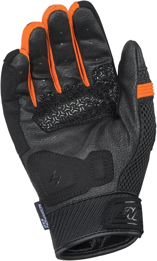ScorpionEXO Cool Hand Pro Gloves Men’s Short Cuff Hook and Loop Motorcycle Riding Gloves Rib-Stretch Knuckle (Black/Grey – X-Small)(Black/Orange)