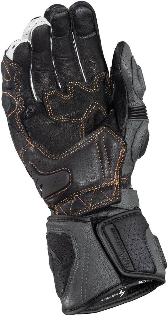 ScorpionEXO SG3 MK III Men’s Long-Gauntlet Motorcycle Gloves Goat Leather Carbon Fiber Reinforced Knuckle Touchscreen-Ready (Black – Small)(Dark Grey)