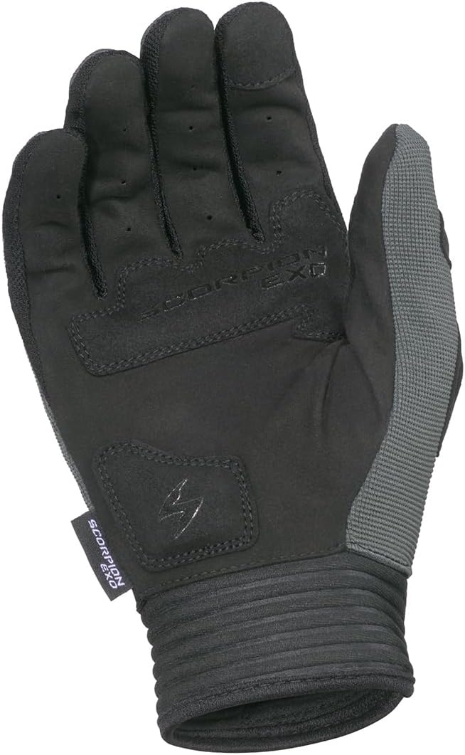 ScorpionEXO Skrub II Gloves Men’s Short Cuff Stretch Hook and Loop Motorcycle Riding Gloves Nash Leather (Black – X-Small)(Grey)