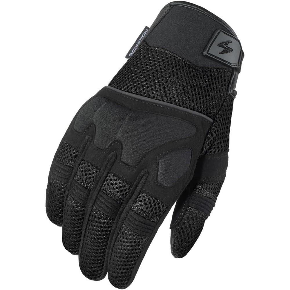 ScorpionEXO Cool Hand III Gloves Women’s Short Cuff Hook and Loop Motorcycle Riding Gloves Rib-Stretch Knuckle (Black – X-Large)