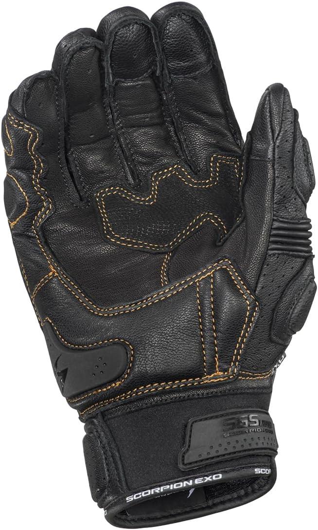 ScorpionEXO SGS MK III Men’s Short Cuff Motorcycle Riding Gloves Hook and Loop Carbon Fiber Knuckle Touchscreen Compatible (Black – Small)(Black)