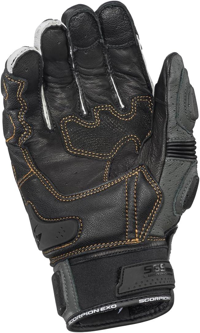 ScorpionEXO SGS MK III Men’s Short Cuff Motorcycle Riding Gloves Hook and Loop Carbon Fiber Knuckle Touchscreen Compatible (Black – Small)(Dark Grey)