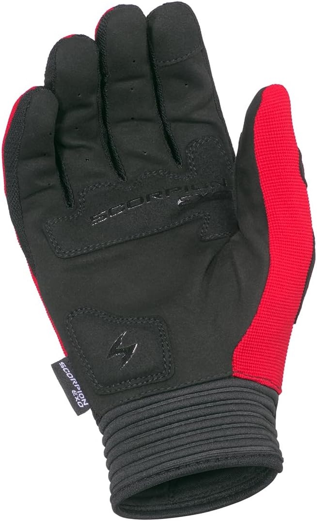 ScorpionEXO Skrub II Gloves Men’s Short Cuff Stretch Hook and Loop Motorcycle Riding Gloves Nash Leather (Black – X-Small)(Red)