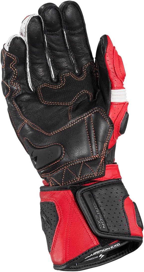 ScorpionEXO SG3 MK III Men’s Long-Gauntlet Motorcycle Gloves Goat Leather Carbon Fiber Reinforced Knuckle Touchscreen-Ready (Black – Small)(Red)