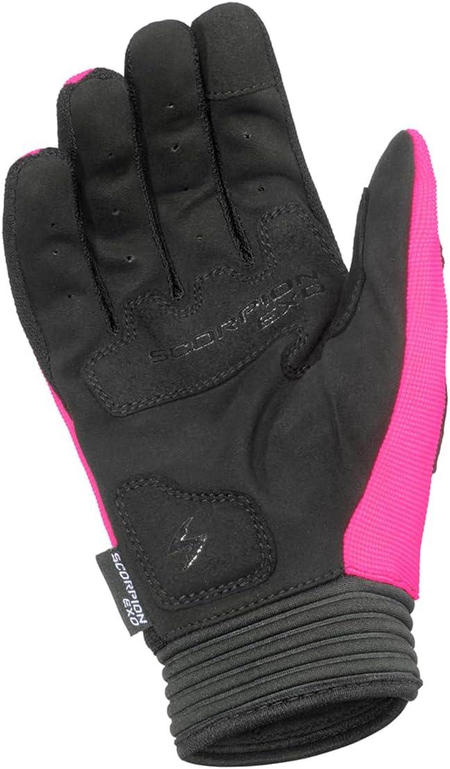 ScorpionEXO Skrub II Gloves Women’s Short Cuff Stretch Hook and Loop Motorcycle Riding Gloves Nash Leather (Pink – Medium)