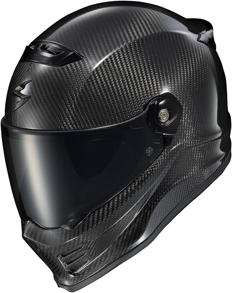 ScorpionEXO Covert FX Carbon Fiber Full Face Motorcycle Helmet Street Fighter Style – Bluetooth Ready Speaker Pockets DOT ECE Solid (Gloss Black – X-Small)(Gloss Black)