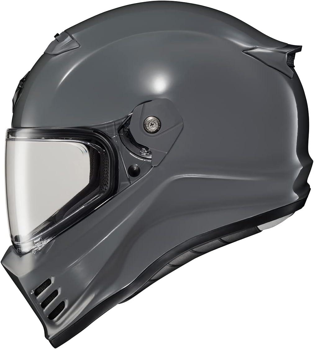 ScorpionEXO Covert FX Full Face Adult Motorcycle Helmet Street Fighter Style – Bluetooth Ready Speaker Pockets DOT ECE Solid (Matte Black – X-Large)(Cement Grey)