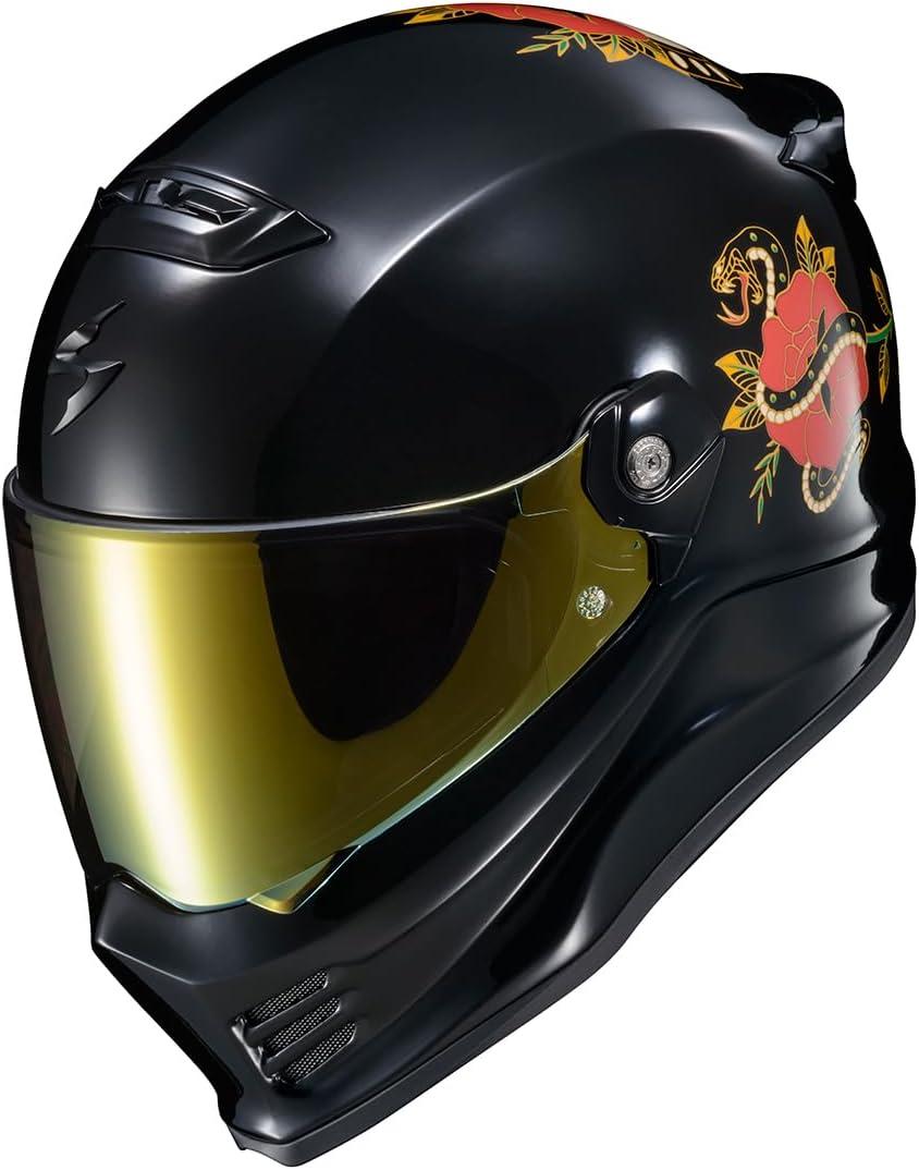 ScorpionEXO Covert FX Full Face Adult Motorcycle Helmet Street Fighter Style – Bluetooth Ready Speaker Pockets DOT ECE Solid (Matte Black – X-Large)(Litas Gloss Black)