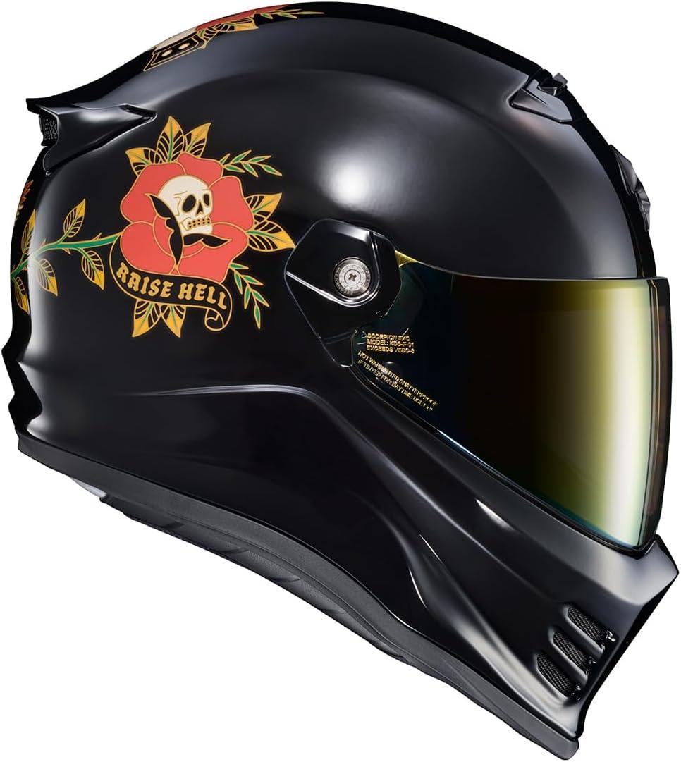 ScorpionEXO Covert FX Full Face Adult Motorcycle Helmet Street Fighter Style – Bluetooth Ready Speaker Pockets DOT ECE Solid (Matte Black – X-Large)(Litas Gloss Black)